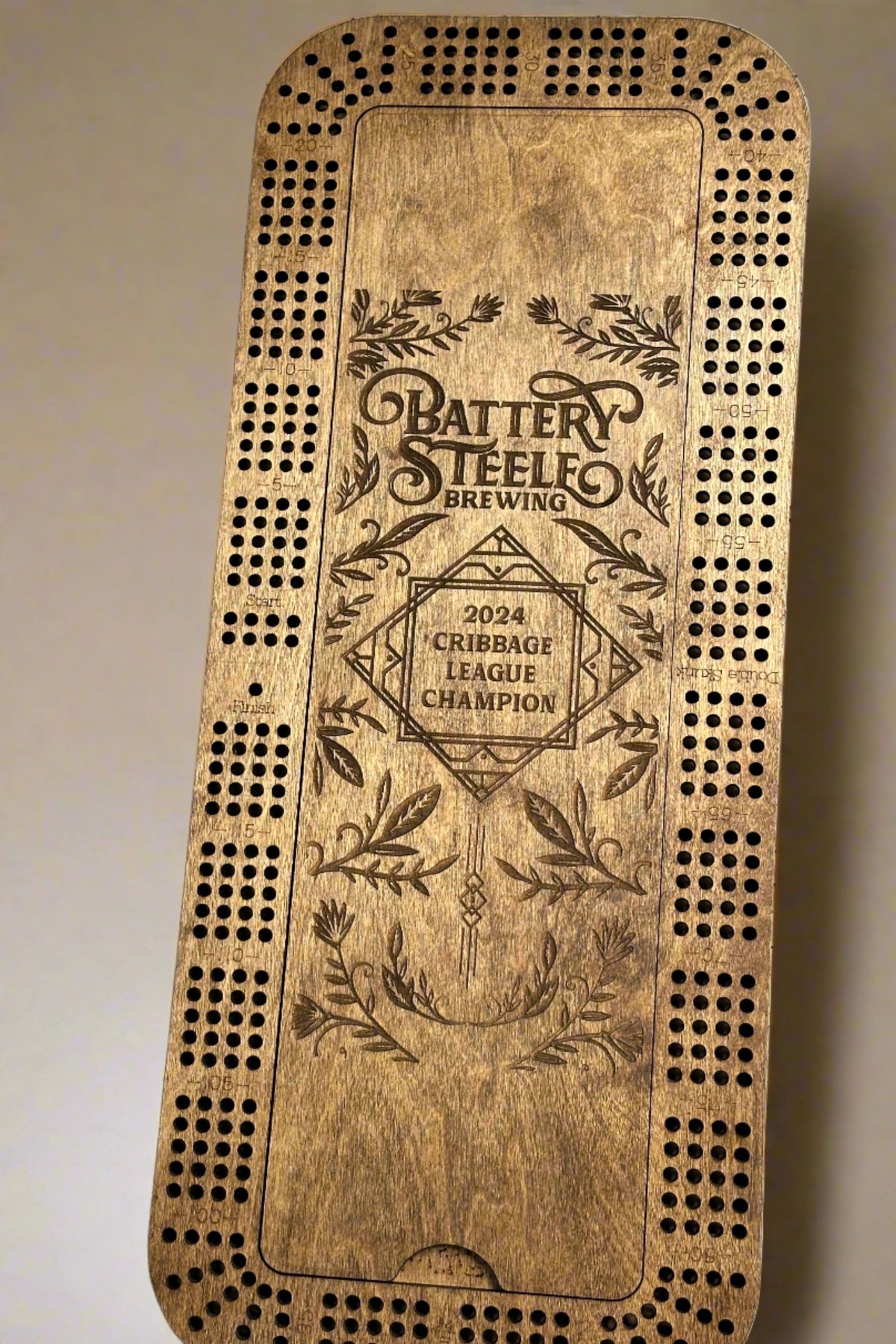 Large 4-Player Cribbage Board – Personalized Baltic Birch Wood with Lid, Card Holder & Scoring Panel