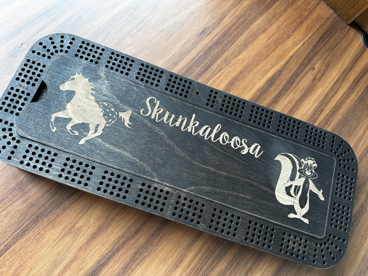 Personalized Cribbage Board with Card and Pegs Storage,Rectangular Size,With Scoring Panel