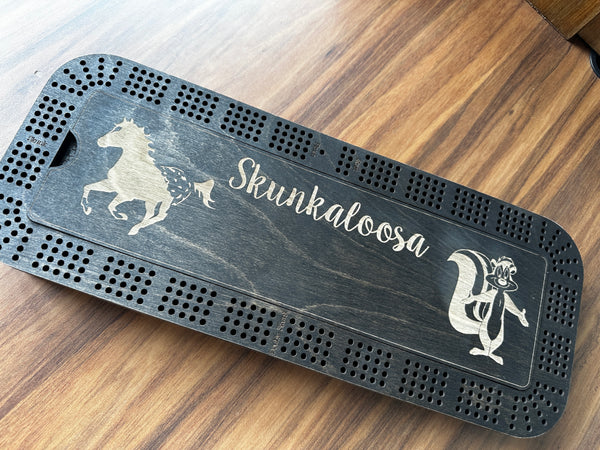 Personalized Cribbage Board with Card and Pegs Storage,Rectangular Size,With Scoring Panel