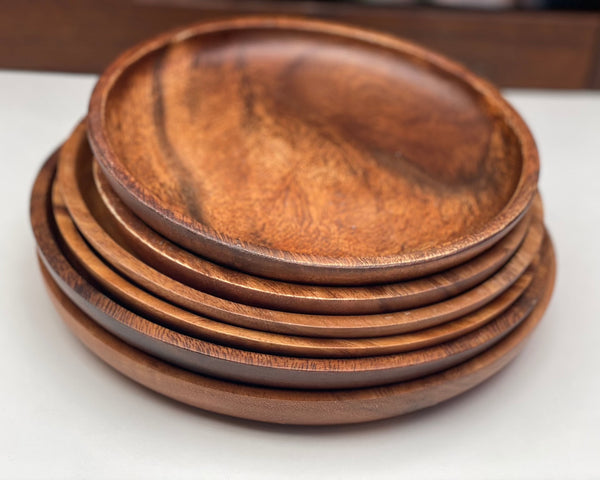acacia Wood round plate set