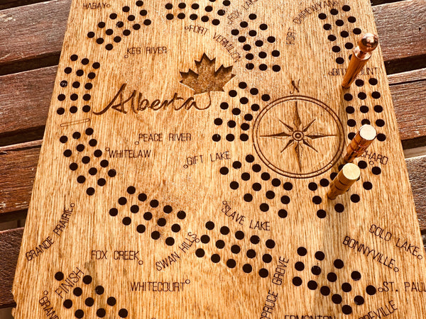 Alberta  Map Shaped Cribbage Board
