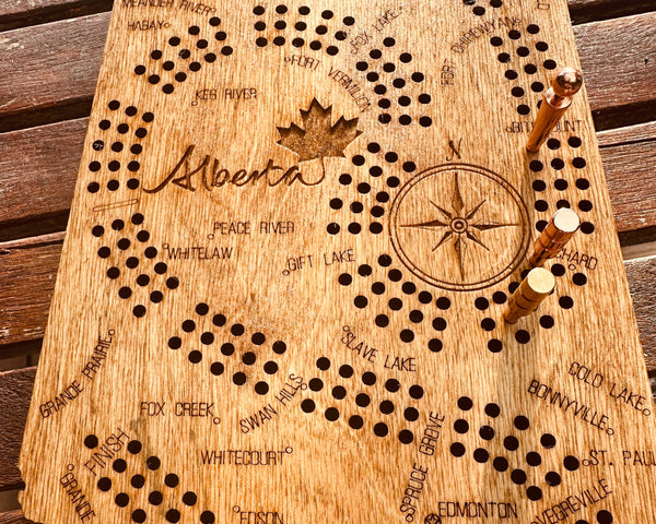 Alberta  Map Shaped Cribbage Board
