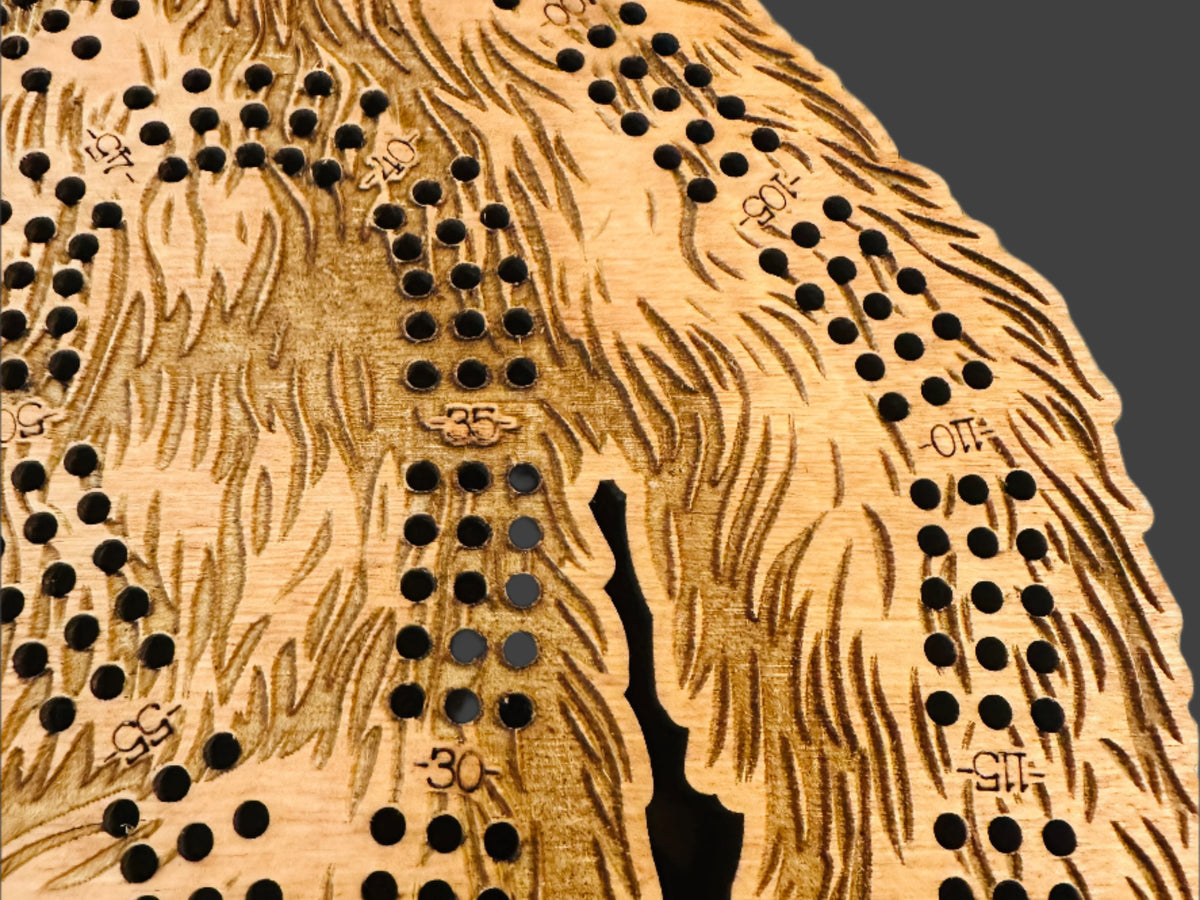 Sasquatch 3 player Cribbage Board,Approximately 12 in. tall