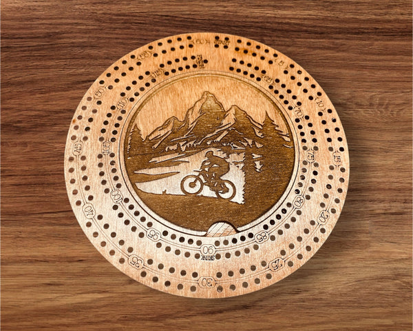Engraved Small Round Cribbage Board-7.5 inch Wood Game Board