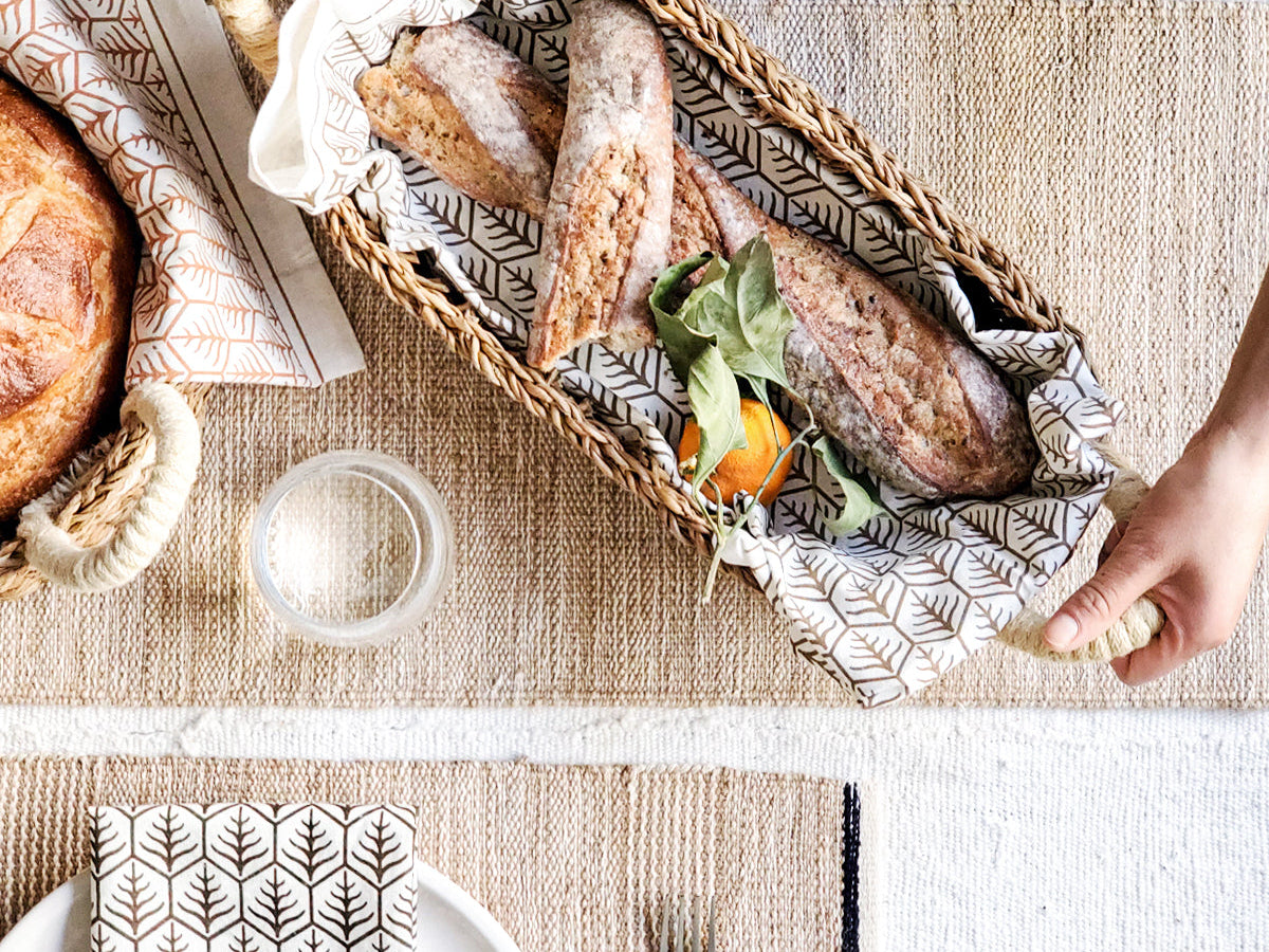 Savar Bread Basket with White Handle-1