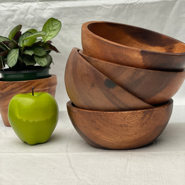 Acacia Wood Salad Bowl Set- (6 in. x 2.25 in.)
