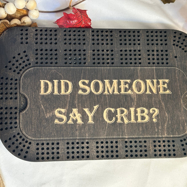 Black stain crib board with letter engraving