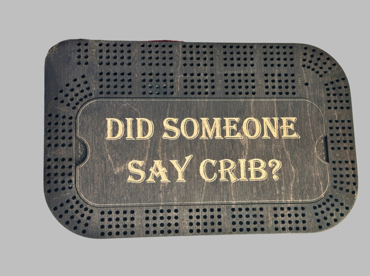 Black stain crib board with letter engraving