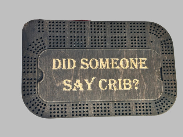 Black stain crib board with letter engraving
