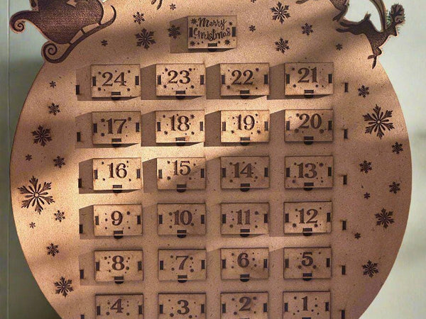 16-Inch Handcrafted Wooden Christmas Advent Calendar with 25 Drawers – Personalized & Eco-Friendly Holiday Decor