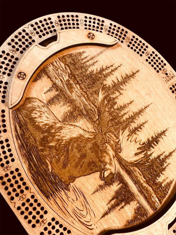 Personalized 4-Track Wooden Cribbage Board – Handcrafted, Custom Engraved & Stand-Up Display