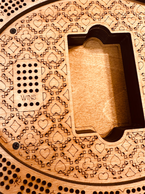 Personalized 4-Track Wooden Cribbage Board – Handcrafted, Custom Engraved & Stand-Up Display