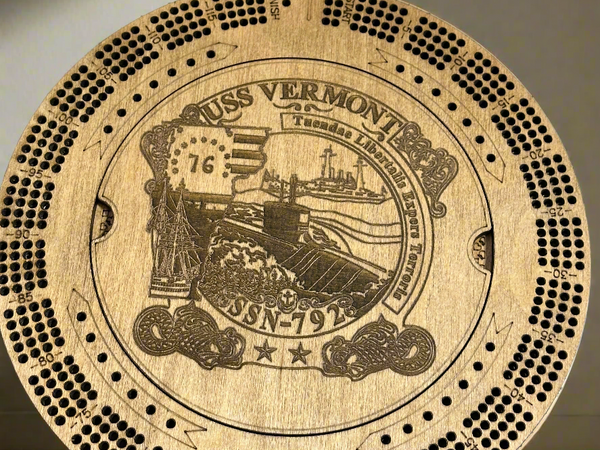 Customized Round Cribbage Board,10.75 in.,4  Player Board