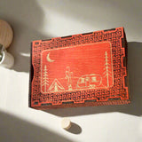 Red stained wood travel size crib board for 2 player