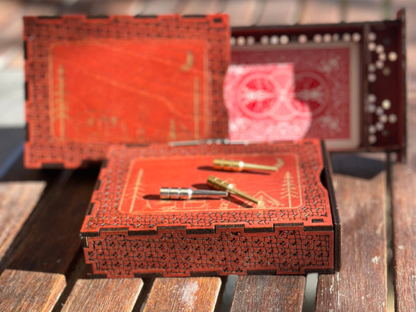 Red stained wood travel size crib board