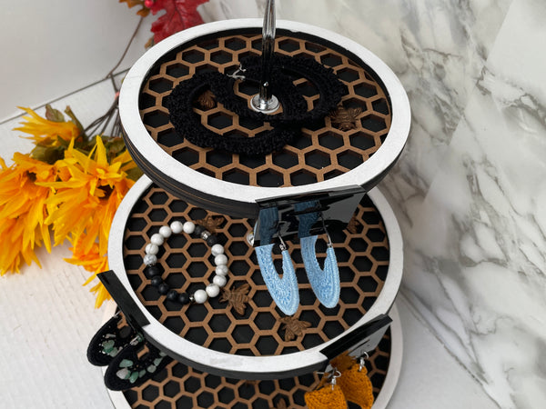 Honeycomb Three Tiered Tray Decor
