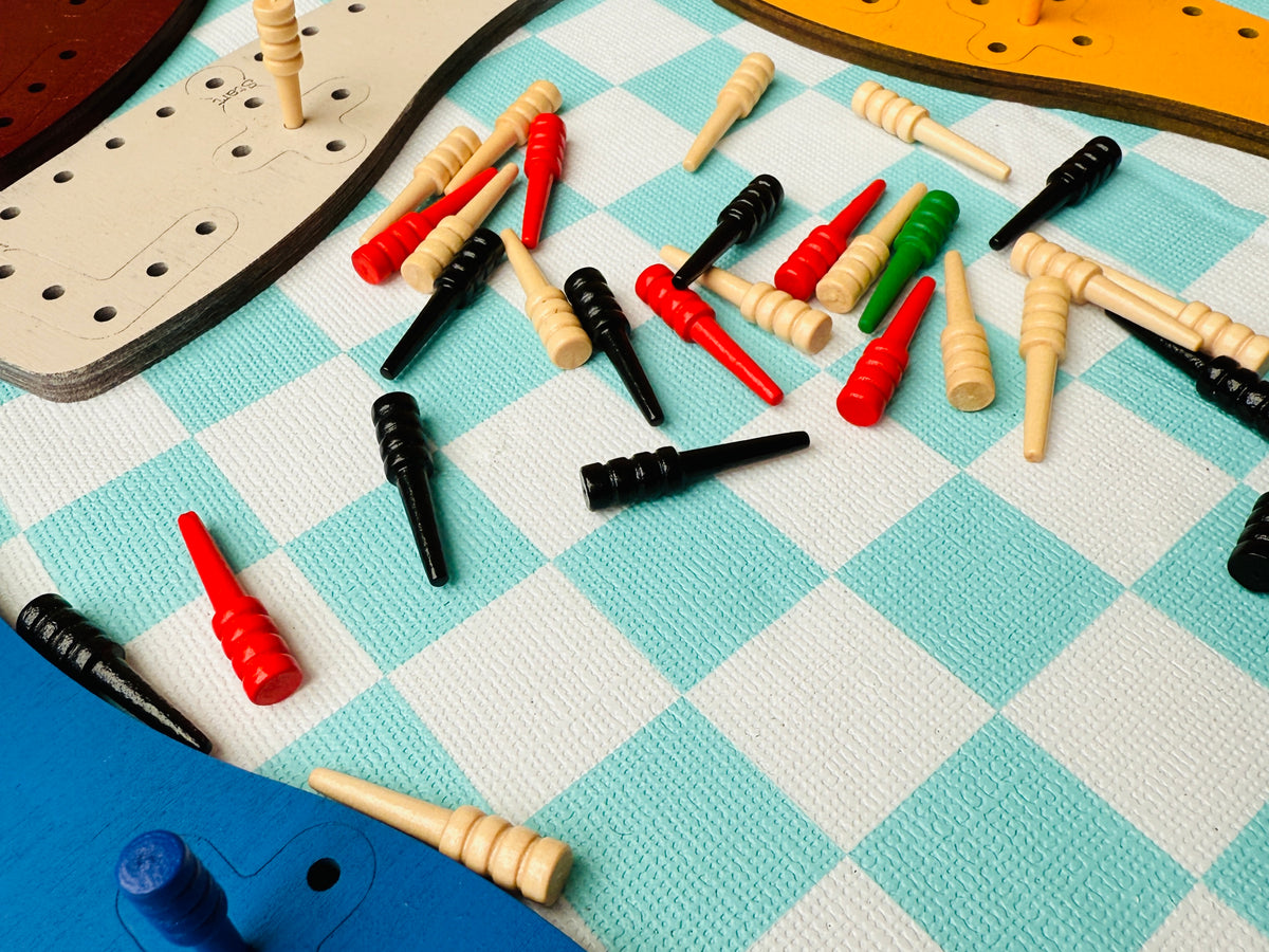 assorted colour wood pegs