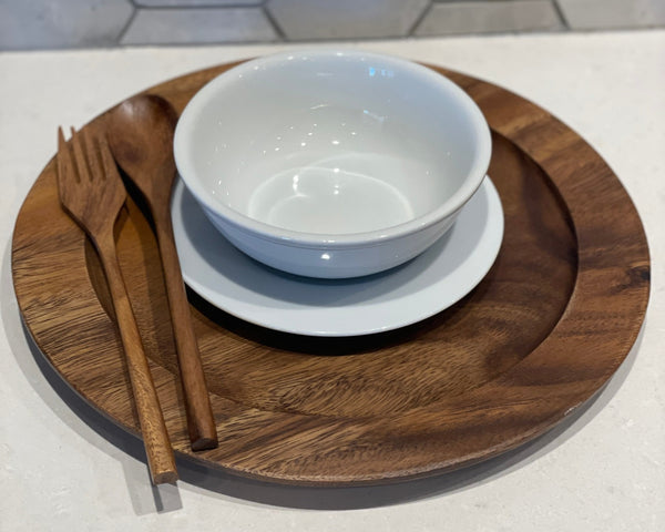 Set of 4 Acacia Wood Charger Plate