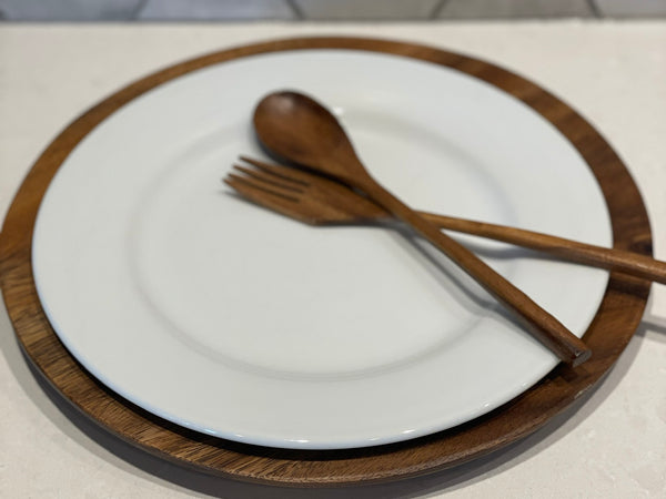 Set of 4 Acacia Wood Charger Plate