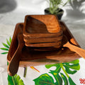 acacia wood square salad bowl set