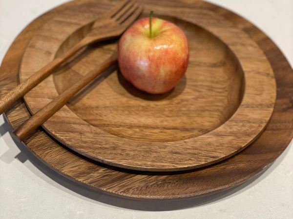 Set of 4 Acacia Wood Charger Plate