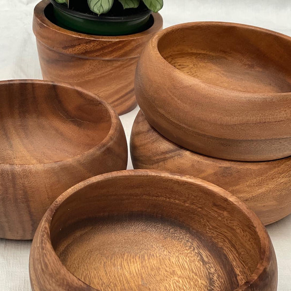 Set of Acacia Wood  Calabash Salad Bowl ( 6 in.x 3 in.)