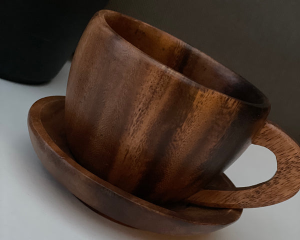 Coffee and Tea Cup Set,Acacia Wood Tea Cup Set