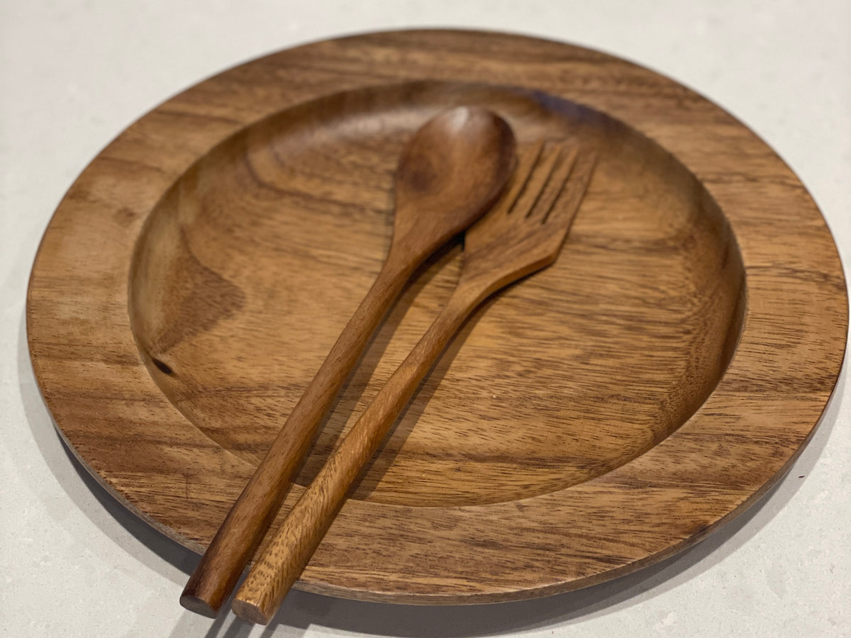Set of 4 Acacia Wood Charger Plate