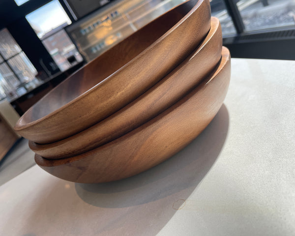 Set of  4 Acacia Wood Pasta/Salad Plate , 9 in. x 2 in.