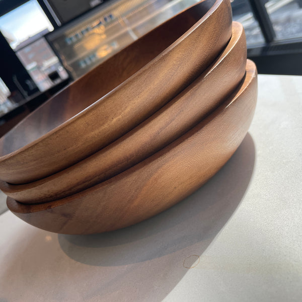 Set of  4 Acacia Wood Pasta/Salad Plate , 9 in. x 2 in.