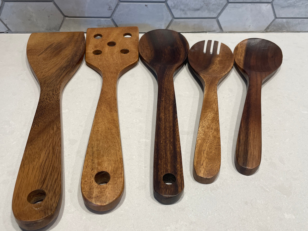 Acacia Wood Salad Server Set