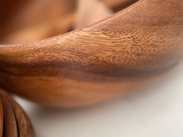 7 Piece Acacia Wood Salad Bowl Set,Round Salad Bowl