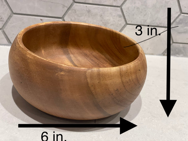 Set of Acacia Wood  Calabash Salad Bowl ( 6 in.x 3 in.)