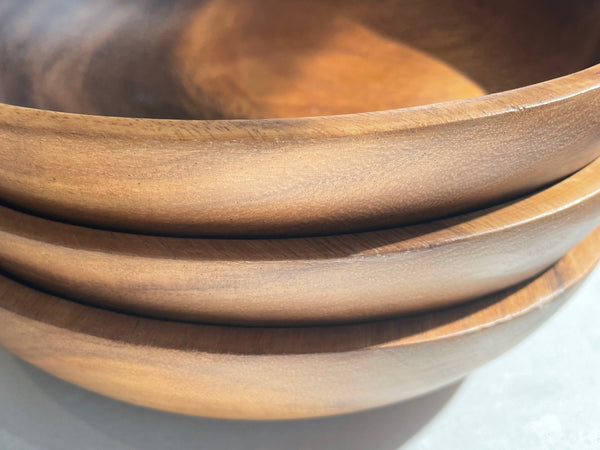 Set of  4 Acacia Wood Pasta/Salad Plate , 9 in. x 2 in.