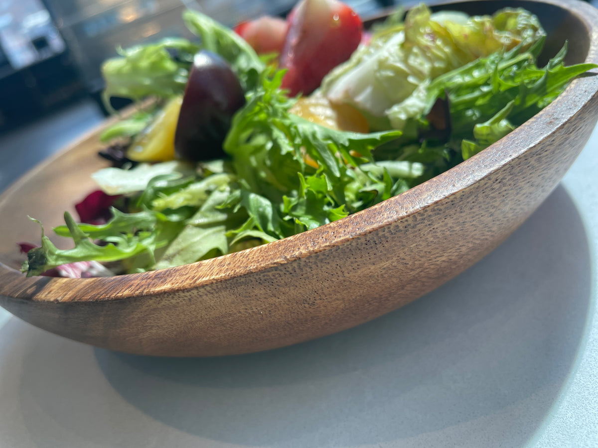 Set of  4 Acacia Wood Pasta/Salad Plate , 9 in. x 2 in.