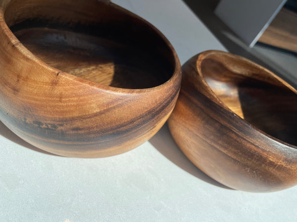 Set of Acacia Wood  Calabash Salad Bowl ( 6 in.x 3 in.)