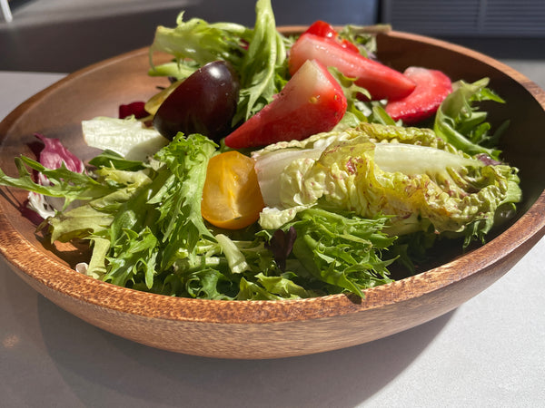 Set of  4 Acacia Wood Pasta/Salad Plate , 9 in. x 2 in.