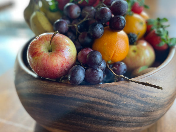 Acacia Wood Round Large Salad Bowls,12" x 4"