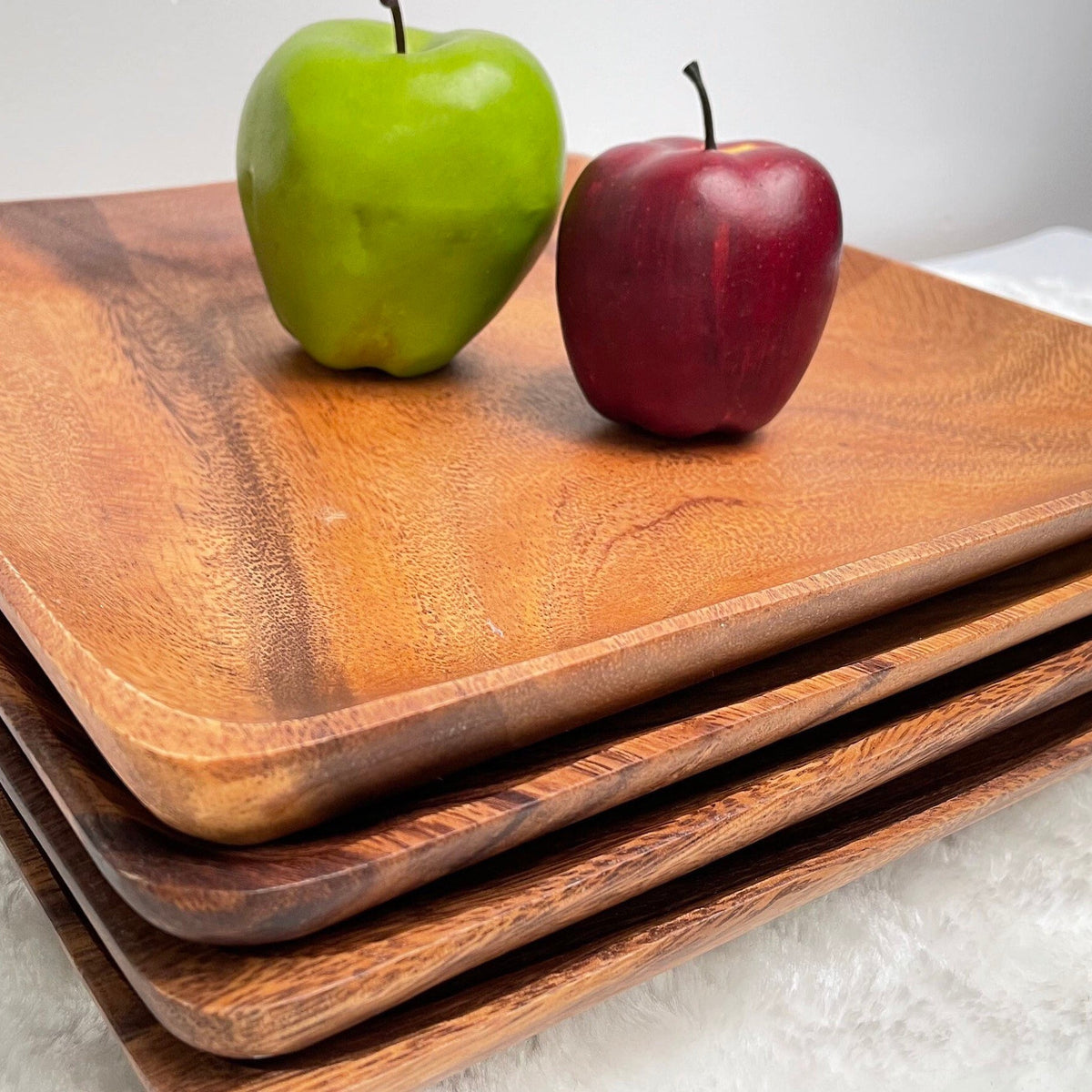 14 " Large Acacia Wood Square Plate, Serving Plate