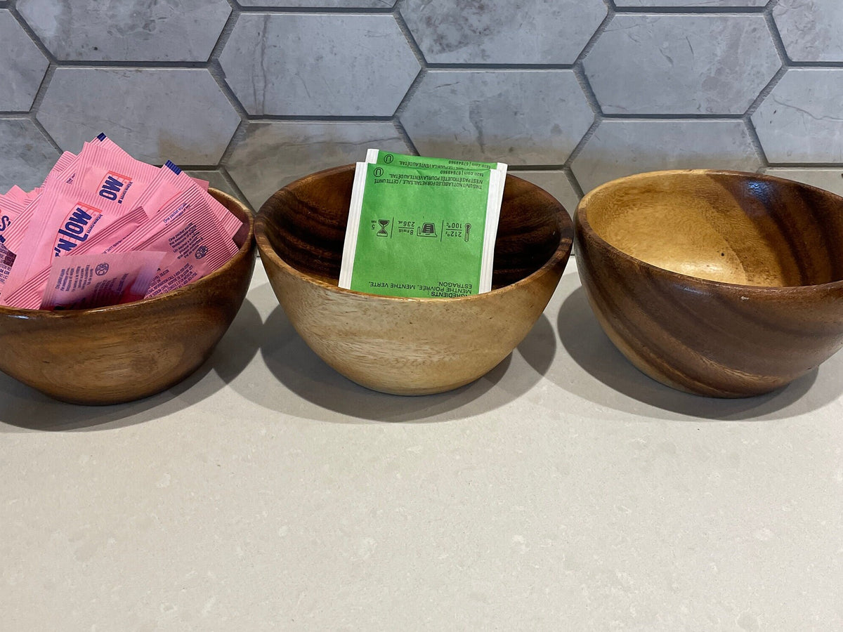 Set of Handmade Wooden  Mini bowls , Artisan acacia wood small bowl set