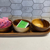 Set of Handmade Wooden  Mini bowls , Artisan acacia wood small bowl set
