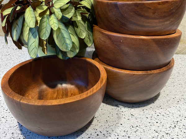 Set of Acacia Wood Salad Bowl,Pasta Bowl, Soup Bowl,Personal size, Ramen Bowl, 6 in. x 3 in.