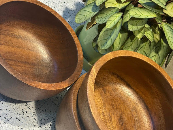 Set of Acacia Wood Salad Bowl,Pasta Bowl, Soup Bowl,Personal size, Ramen Bowl, 6 in. x 3 in.