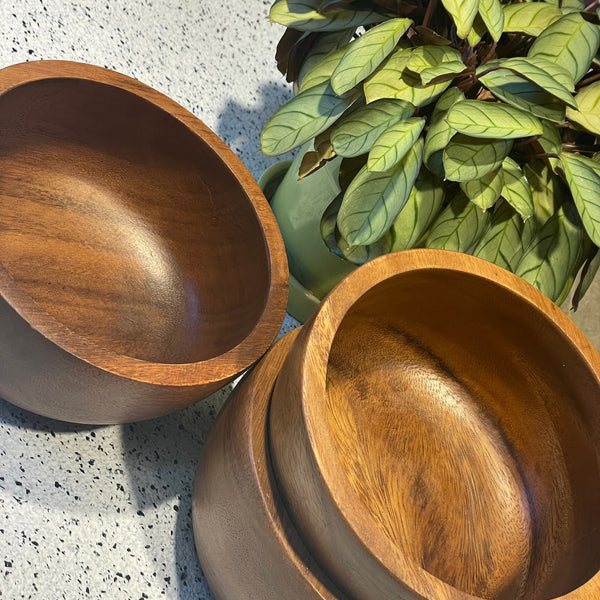 Set of Acacia Wood Salad Bowl,Pasta Bowl, Soup Bowl,Personal size, Ramen Bowl, 6 in. x 3 in.