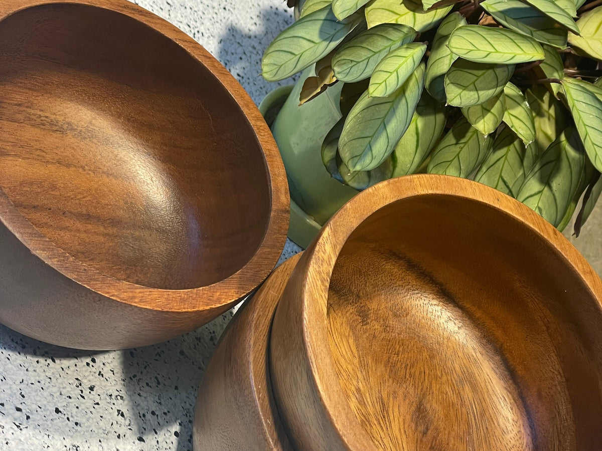 Set of Acacia Wood Salad Bowl,Pasta Bowl, Soup Bowl,Personal size, Ramen Bowl, 6 in. x 3 in.