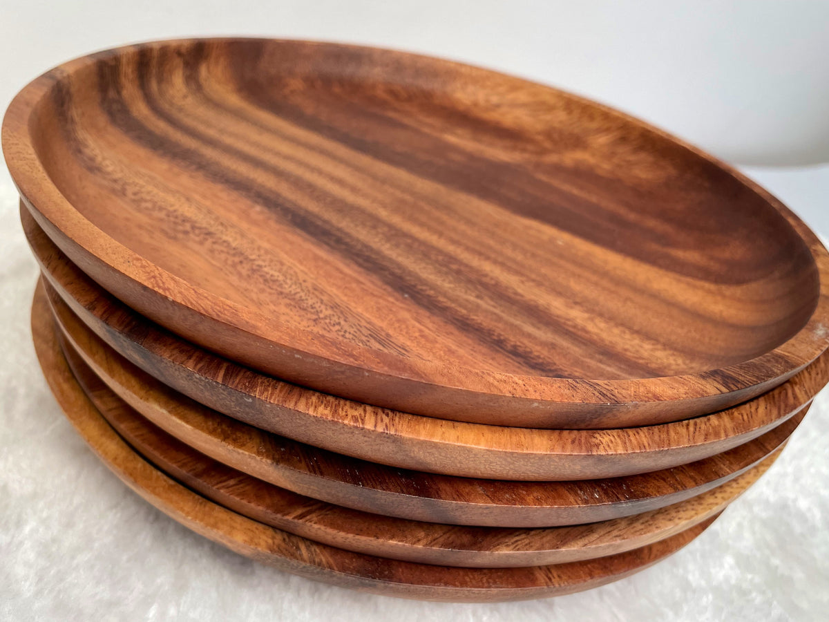 Handmade Acacia Wooden Round Plate, Dinner Plate, Serving plate