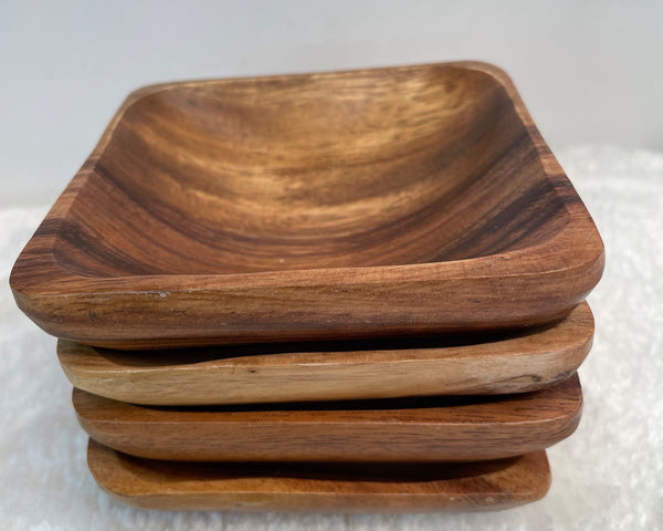 Small Square Acacia Wooden Dish, Dipping Sauce, Sauce Plate