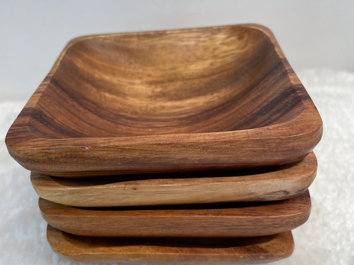 Small Square Acacia Wooden Dish, Dipping Sauce, Sauce Plate