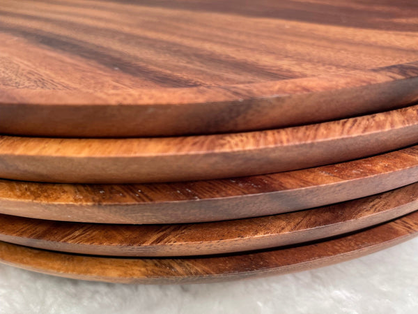 Handmade Acacia Wooden Round Plate, Dinner Plate, Serving plate