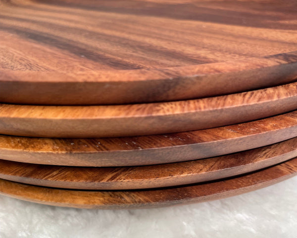 Handmade Acacia Wooden Round Plate, Dinner Plate, Serving plate